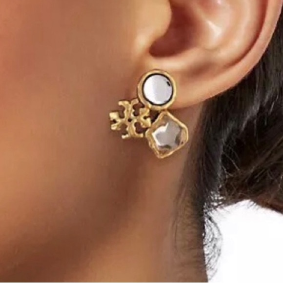 Tory Burch Roxanne Swirl mint cluster stud earrings - Picture 3 of 5